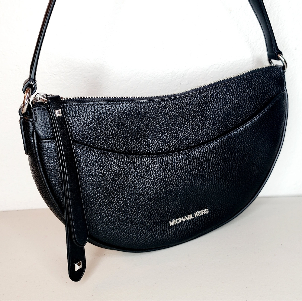 Michael Kors 'Dover' Black Half Moon Shoulder Bag